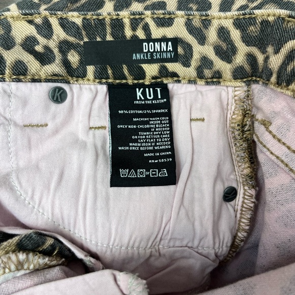 Kut From The Kloth Donna Ankle Skinny Leopard Size 0 Raw Hem Preppy Cropped NWT - Picture 8 of 13